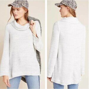 Anthropologie Maeve Risa Hacci Tunic Heather Gray White Cowl Neck